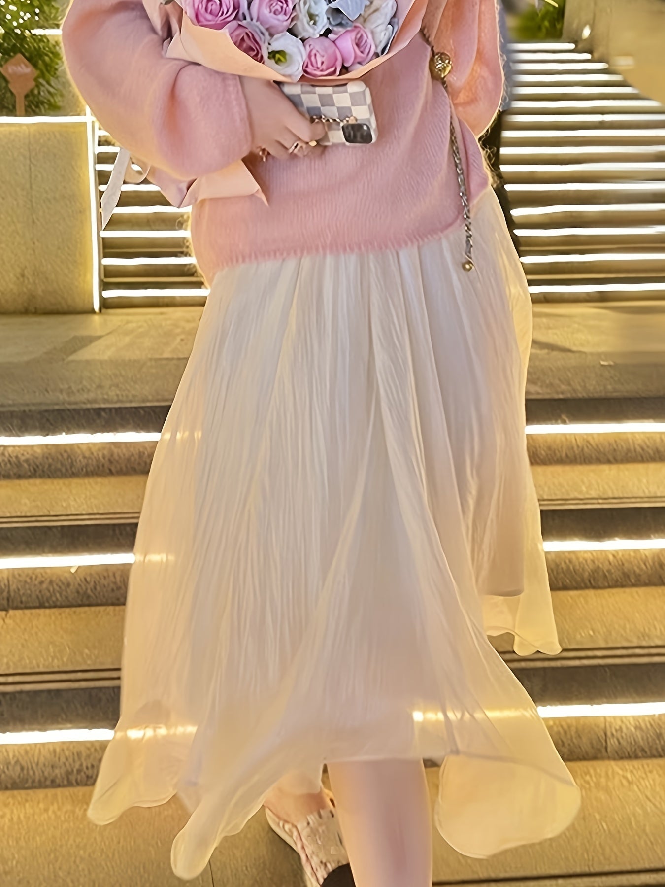 Mesh Asymmetrical Elegant High Elastic Waist Skirt