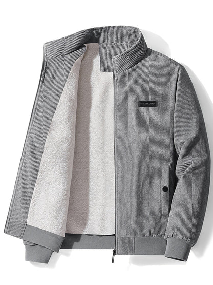 Men's Trendy Casual Lightweight Fleece Corduroy Cotton Lapel Jacket