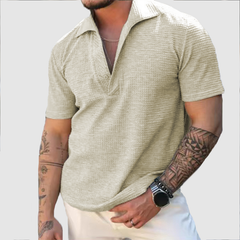 Men's comfortable breathable T-shirt lapel casual top