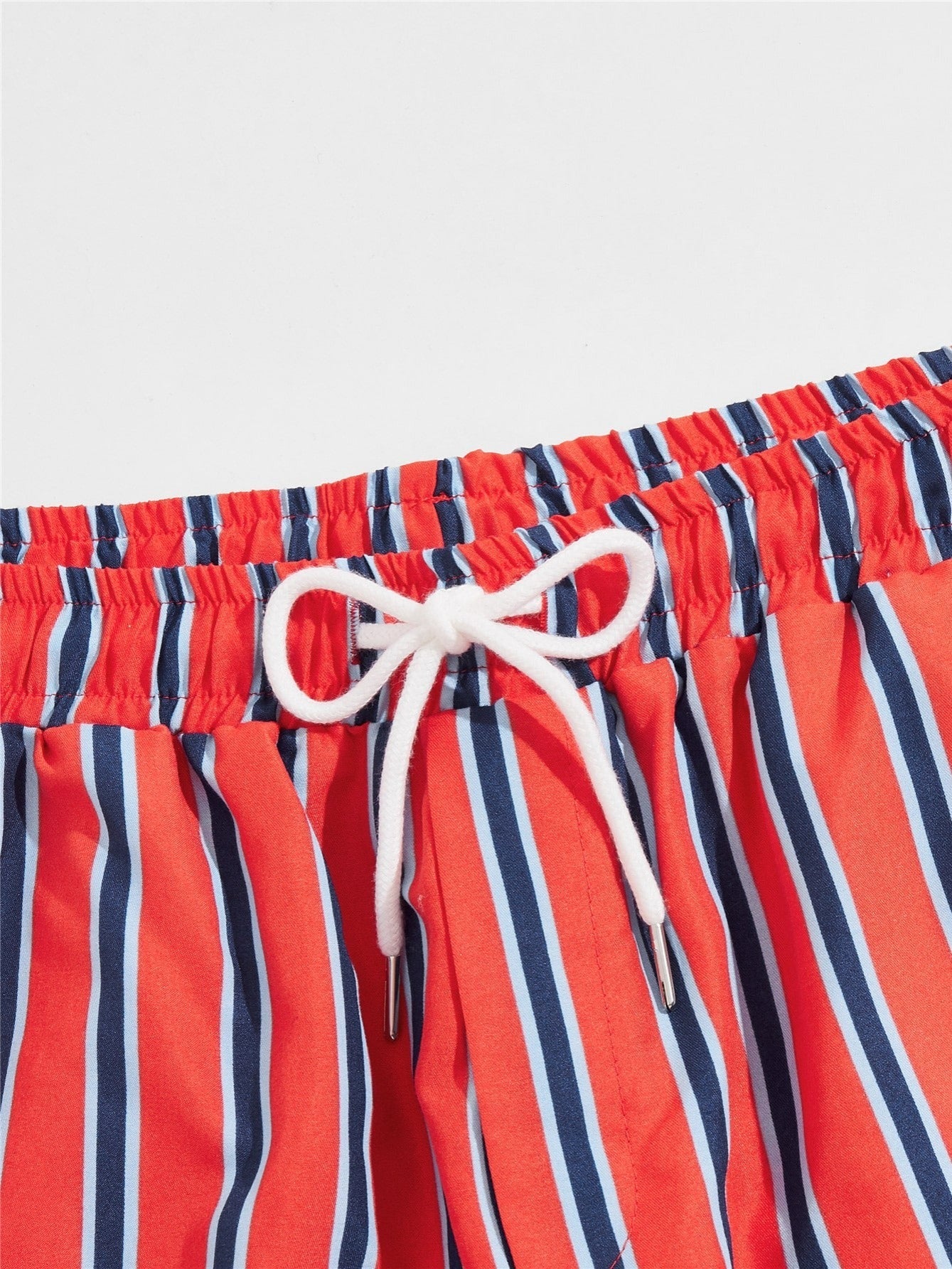 Men's Striped Beach Drawstring Shorts, Swim Trunks