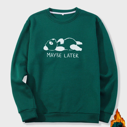 Men's Bear Graphic Print Fleece Crew Neck Sweatshirt