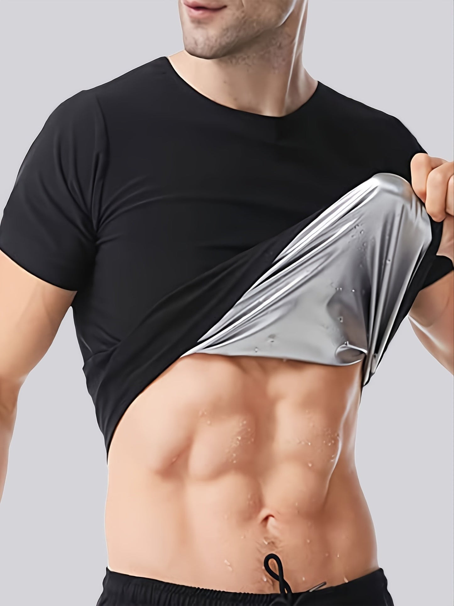 Short Sleeve Sauna Suit For Men Weight Loss Gym Exercise Top