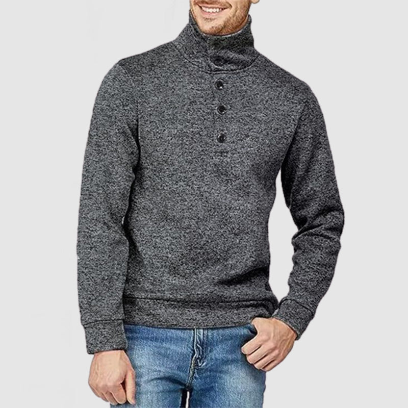 Men's Casual Turtleneck Button-Down Basic Sweater