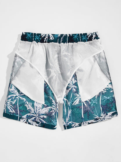 Men's Palm Tree Beach Drawstring Shorts