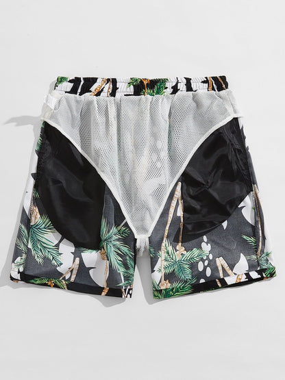 Men's Palm Tree Beach Drawstring Shorts