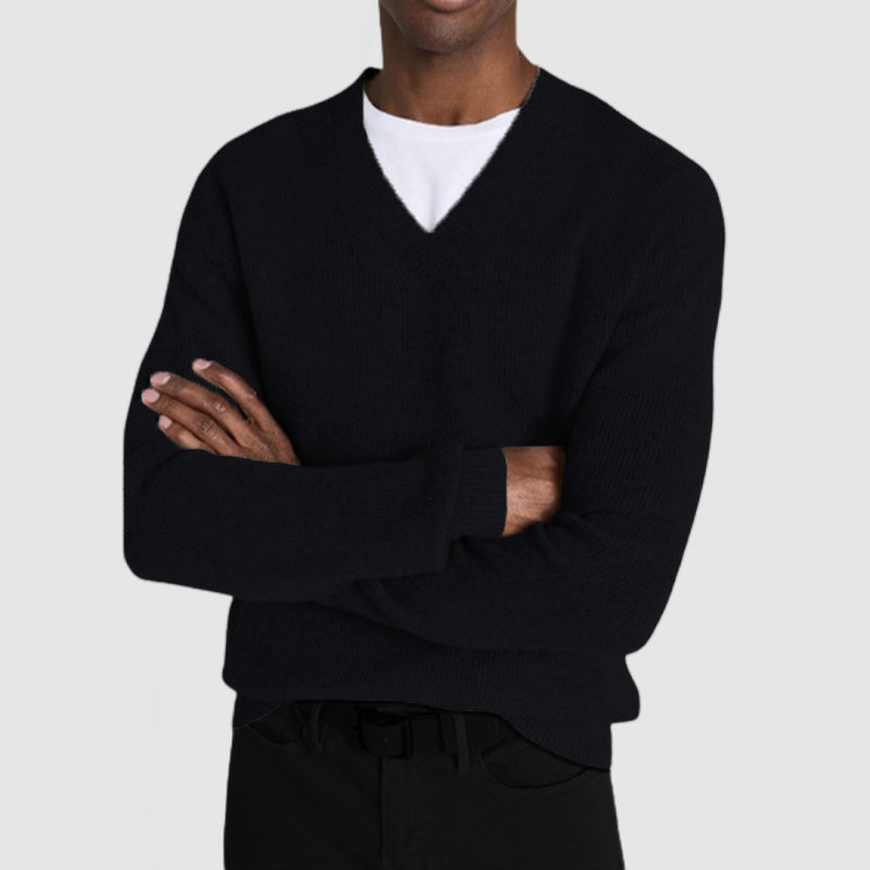 Men's Casual Loose V Neck Cashmere Sweater