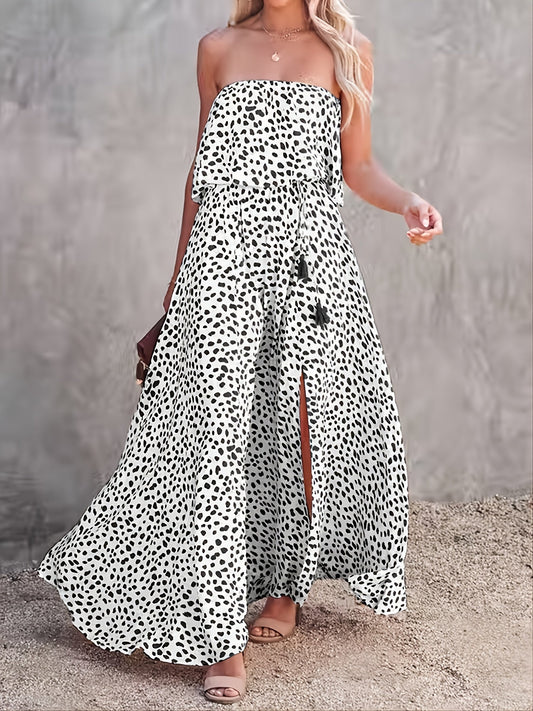 Sexy Summer Women's High Waist Fashion Ditsy Floral Print Slim Temperament Mid-Length Dresses