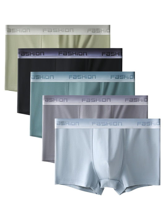5pcs Men's Seamless Breathable Cotton Boxer Briefs