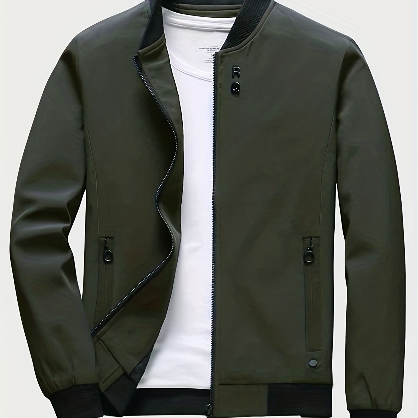 Men's Casual Placket Varsity With Zipper Pockets