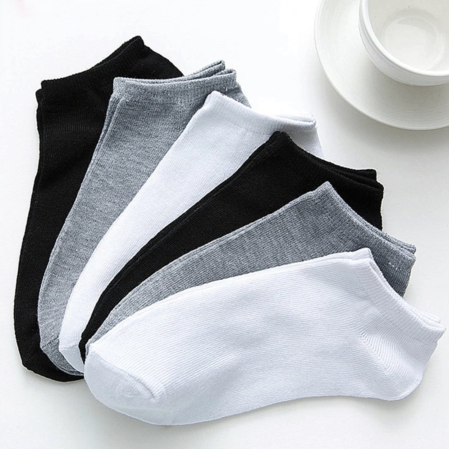 6pairs Men's Solid Color With No Show Liners Ankle Socks For Business Casual