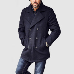 Men's Mid-Length Casual Lapel Double-Breasted Jacket