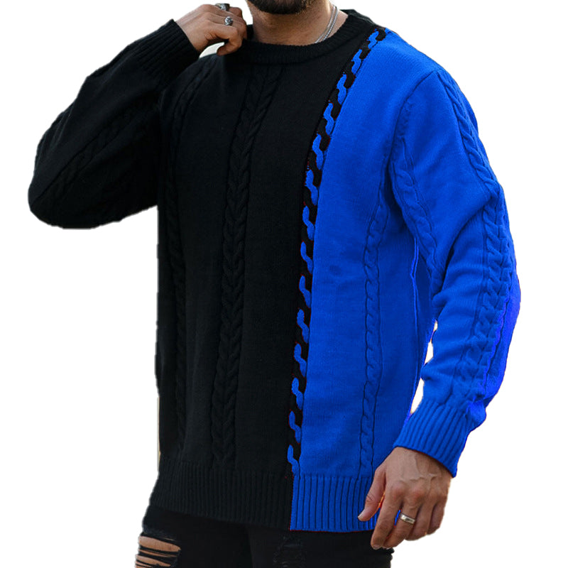 Men's Color Matching Round Neck Sweater