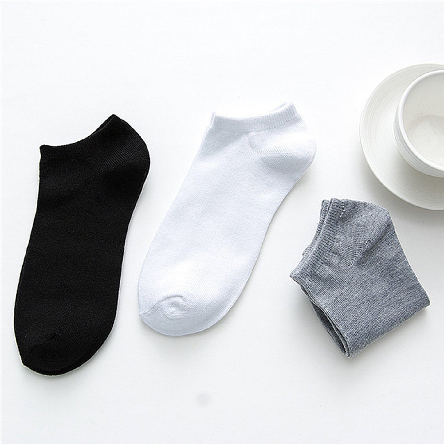 6pairs Men's Solid Color With No Show Liners Ankle Socks For Business Casual