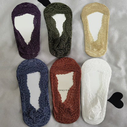 6 Pairs Women's Silicone Anti-Skid Invisible Boat Socks