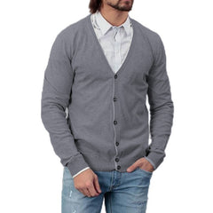 Men's V-neck Knitted Cardigan Long Sleeve Sweater