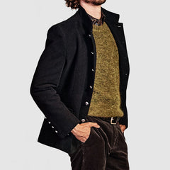 Men's Elegant Stand Collar Metal Button Wool Jacket ( NEW )