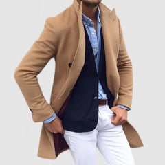 Men's Gentleman'S Lapel Mid-Length Double-Breasted Woolen Coat ( NEW )