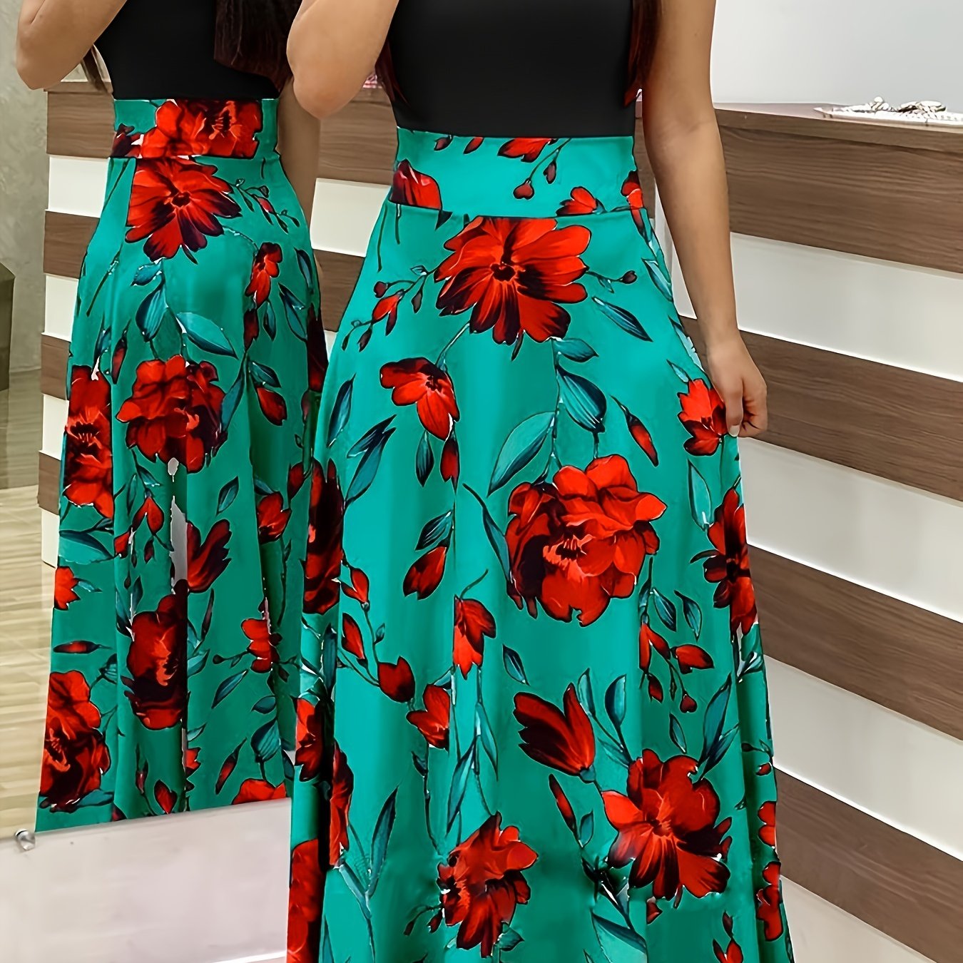 Casual Floral Print Crew Neck Short Sleeve Casual Every Day Dress