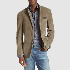 Men's fashion corduroy suit coat casual patchwork color jacket small suit