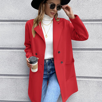 Outwear Solid Button Ladies Blazer