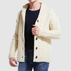 Men's fall classic twist flower sweater fashion lapel knit