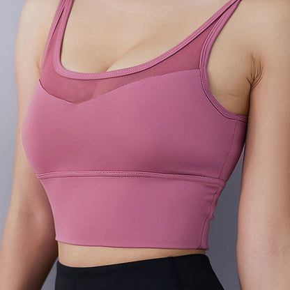 Seamless Shockproof Sports Bra Women's Mesh Breathable Cross Back Straps Camisole Tops