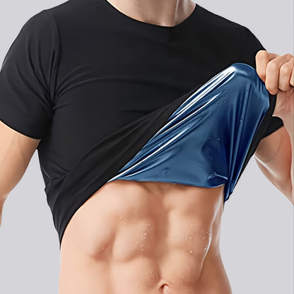 Short Sleeve Sauna Suit For Men Weight Loss Gym Exercise Top
