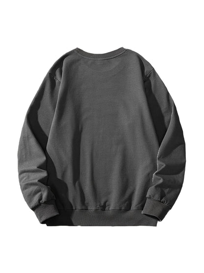 Men's Cartoon Bear Astronaut Pattern Print Autumn Round Neck Casual Sports Sweatshirt