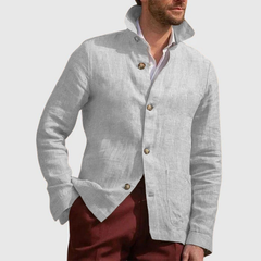 New men's casual loose cotton and linen long-sleeved cardigan coat