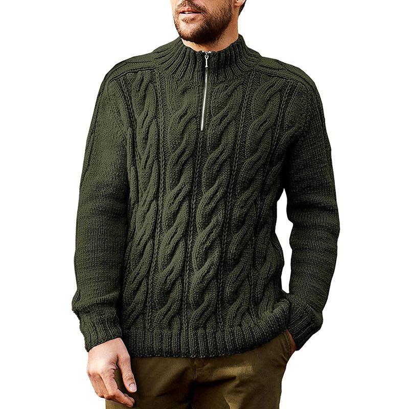 Men's Solid Color Half High Neck Long Sleeve Sweater