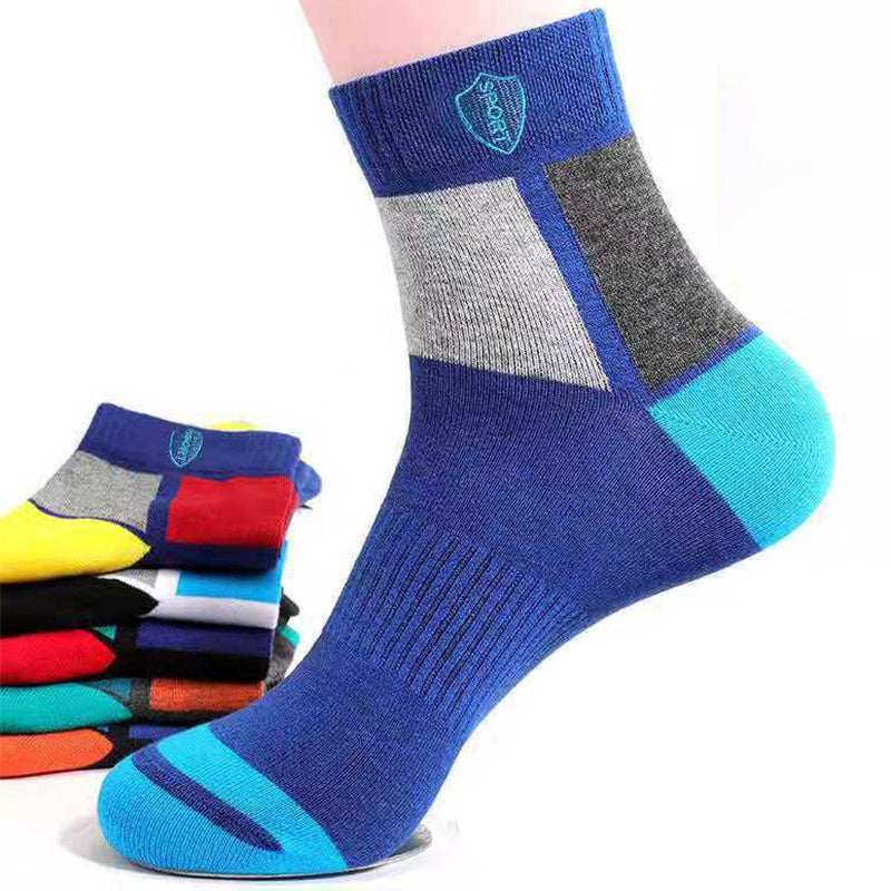 5pairs Men's Color Block Athletic Socks