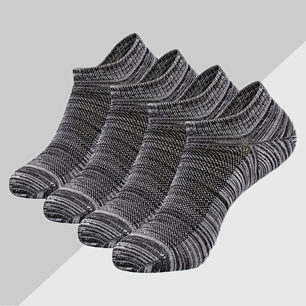 4pairs Men's Cushioned Low Cut Athletic Breathable Socks For Running
