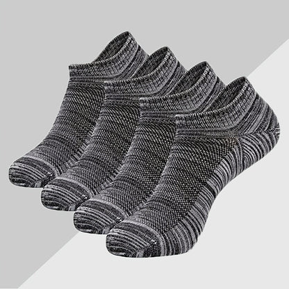 4pairs Men's Cushioned Low Cut Athletic Breathable Socks For Running