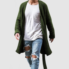 Men's Casual Loose Long-Sleeved Mid-Length Knitted Cardigan
