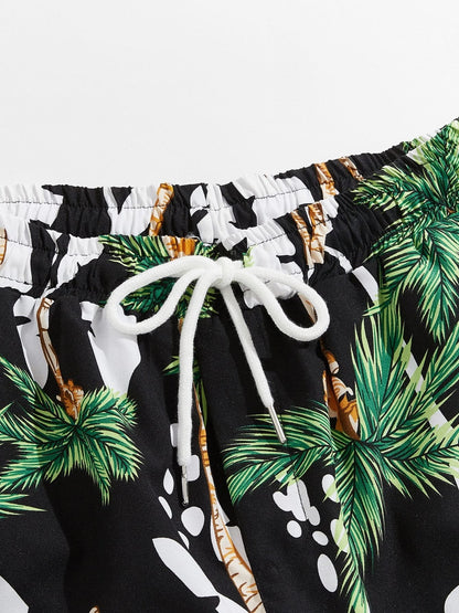 Men's Palm Tree Beach Drawstring Shorts