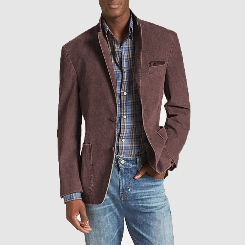 Men's fashion corduroy suit coat casual patchwork color jacket small suit