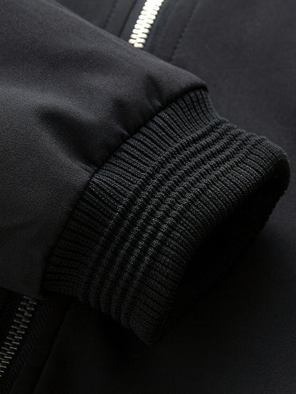 Stand Collar Zip Up Baseball Jacket