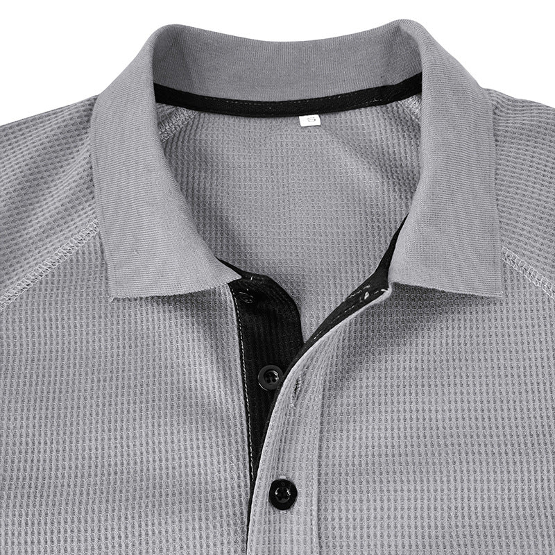 Men's long-sleeved lapel t-shirt fall top