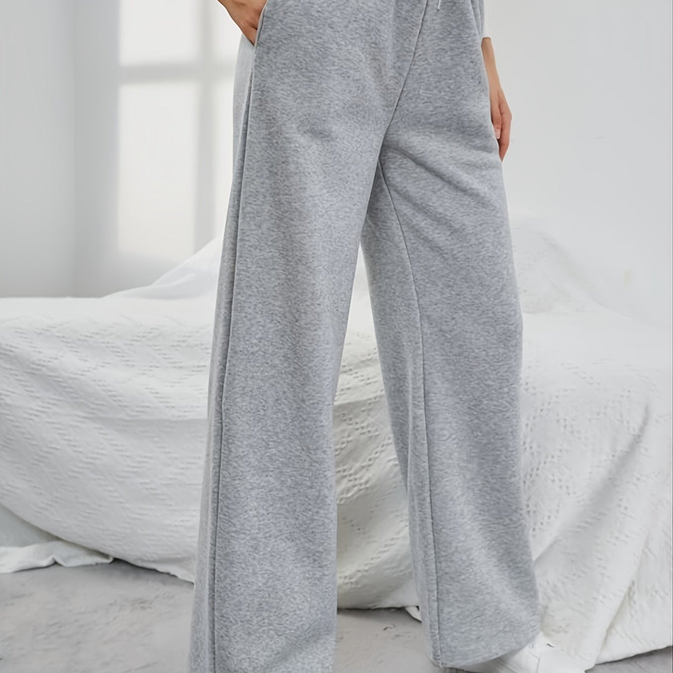 Casual Loose Long Solid Drawstring Fashion Slant Pocket Sweatpants
