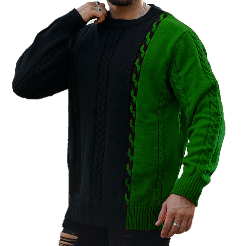 Men's Color Matching Round Neck Sweater