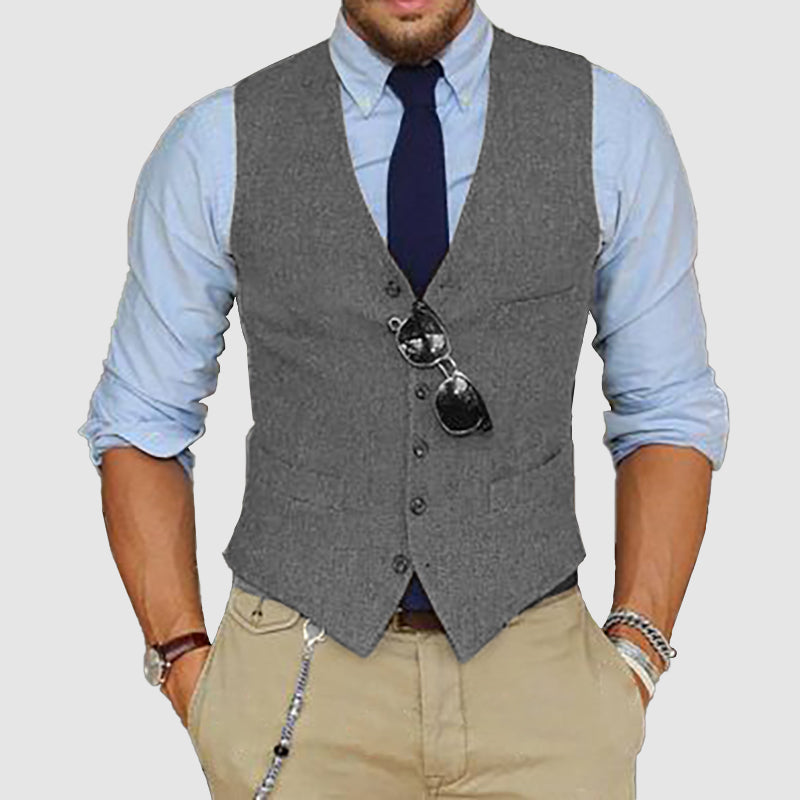 Men's Single-Breasted V-Neck Suit Vest