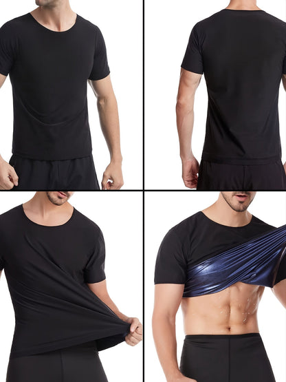 Short Sleeve Sauna Suit For Men Weight Loss Gym Exercise Top