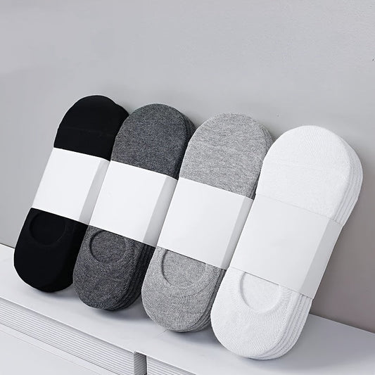 10pairs Men's Cotton Blend Plain Color Breathable Sweat Resistant Anti-odor Socks