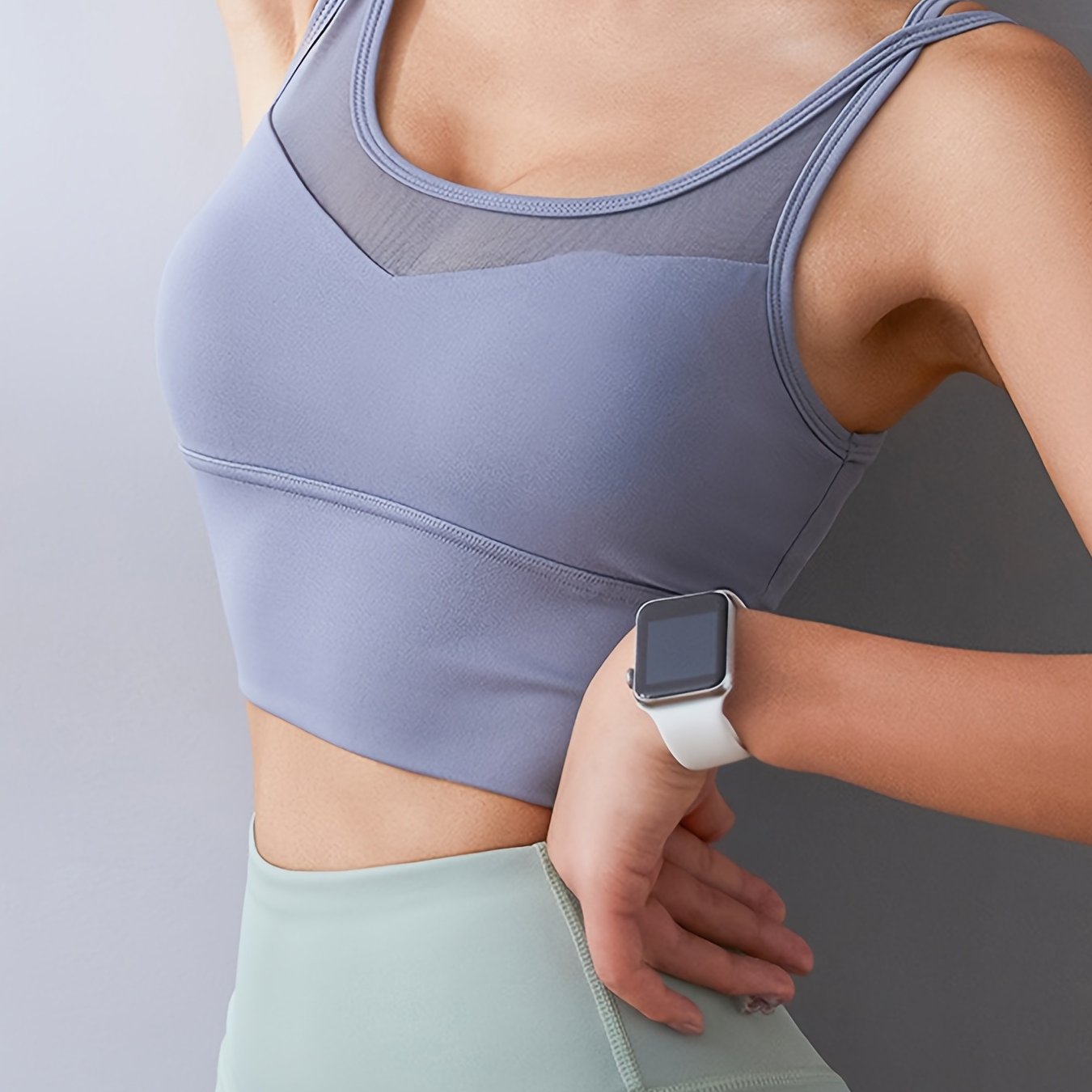 Seamless Shockproof Sports Bra Women's Mesh Breathable Cross Back Straps Camisole Tops