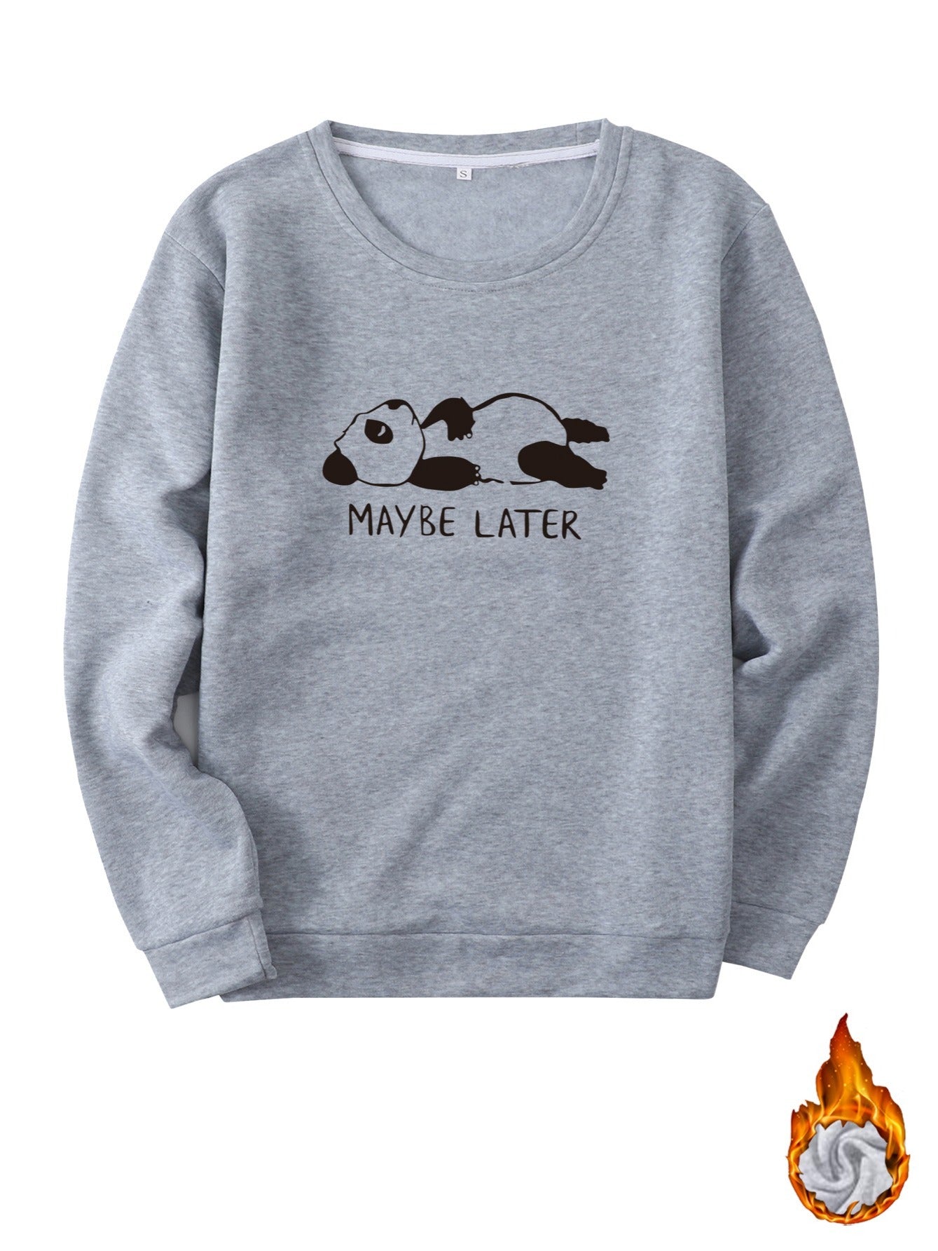 Men's Bear Graphic Print Fleece Crew Neck Sweatshirt