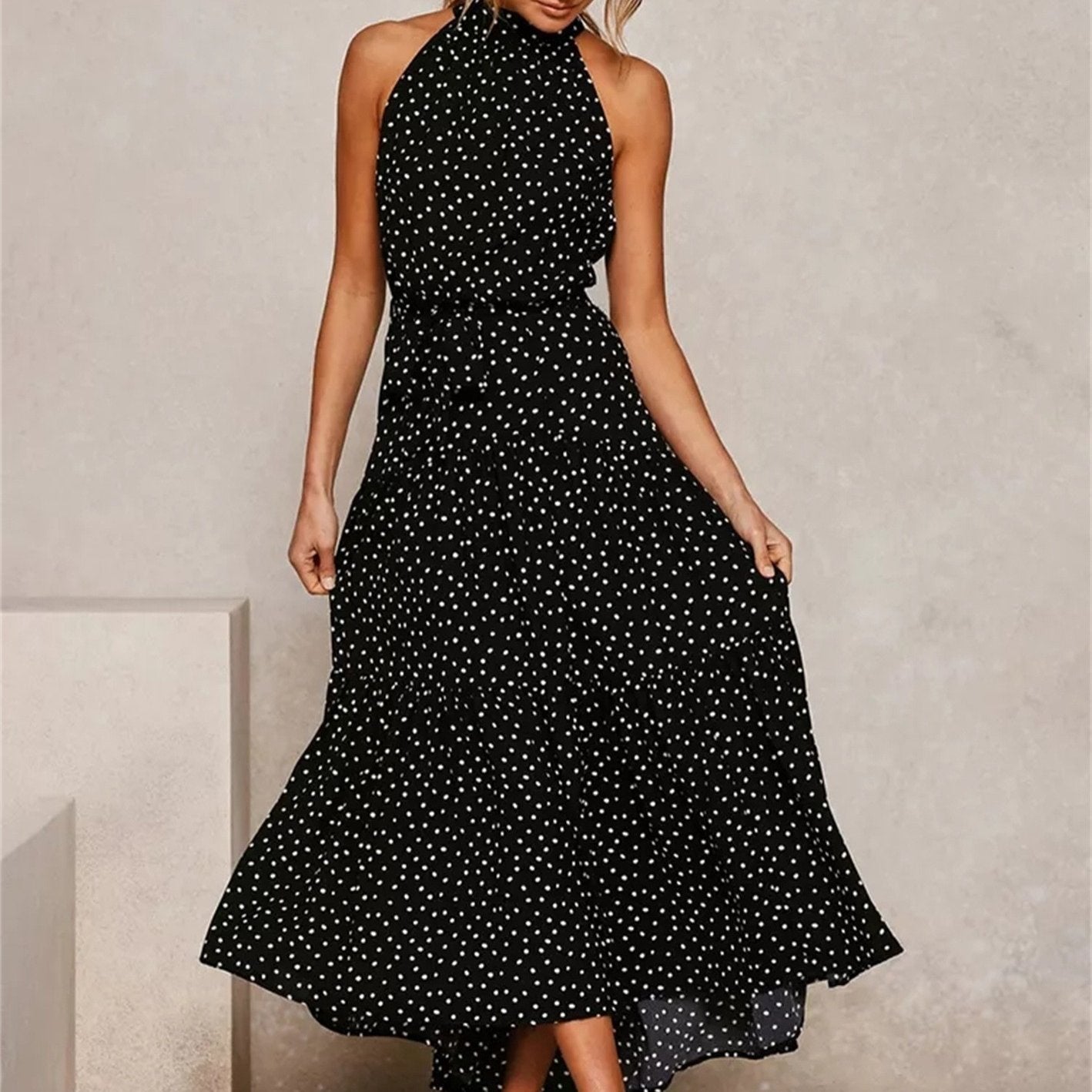 Halter Strapless Neck Floral Print Summer Vacation Dresses