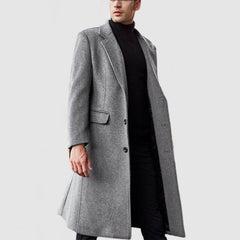 Men's Elegant Long Pocket Wool Coat