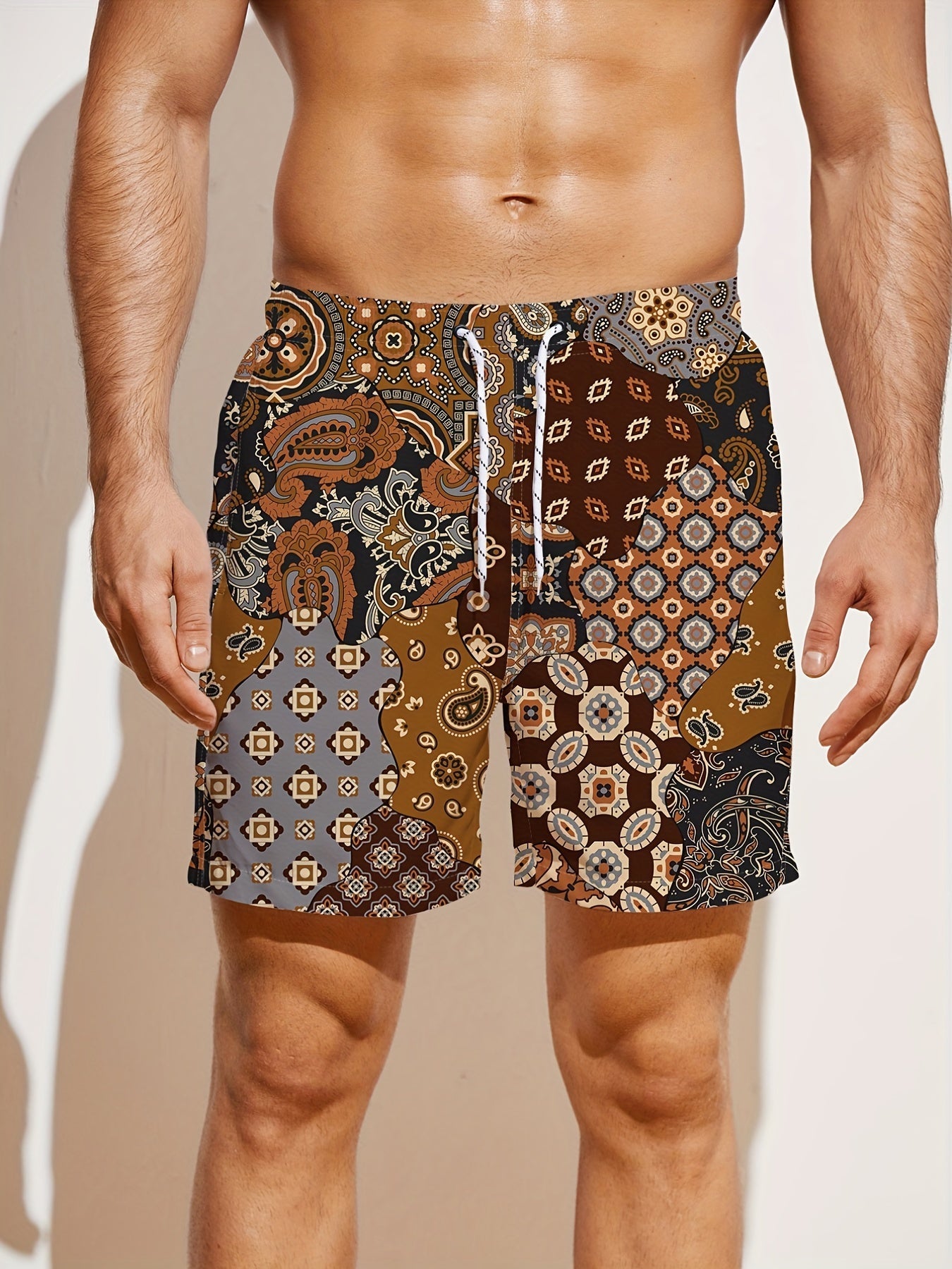 Men's Casual Simple Bohemian Style Colorful Sports Short Pants