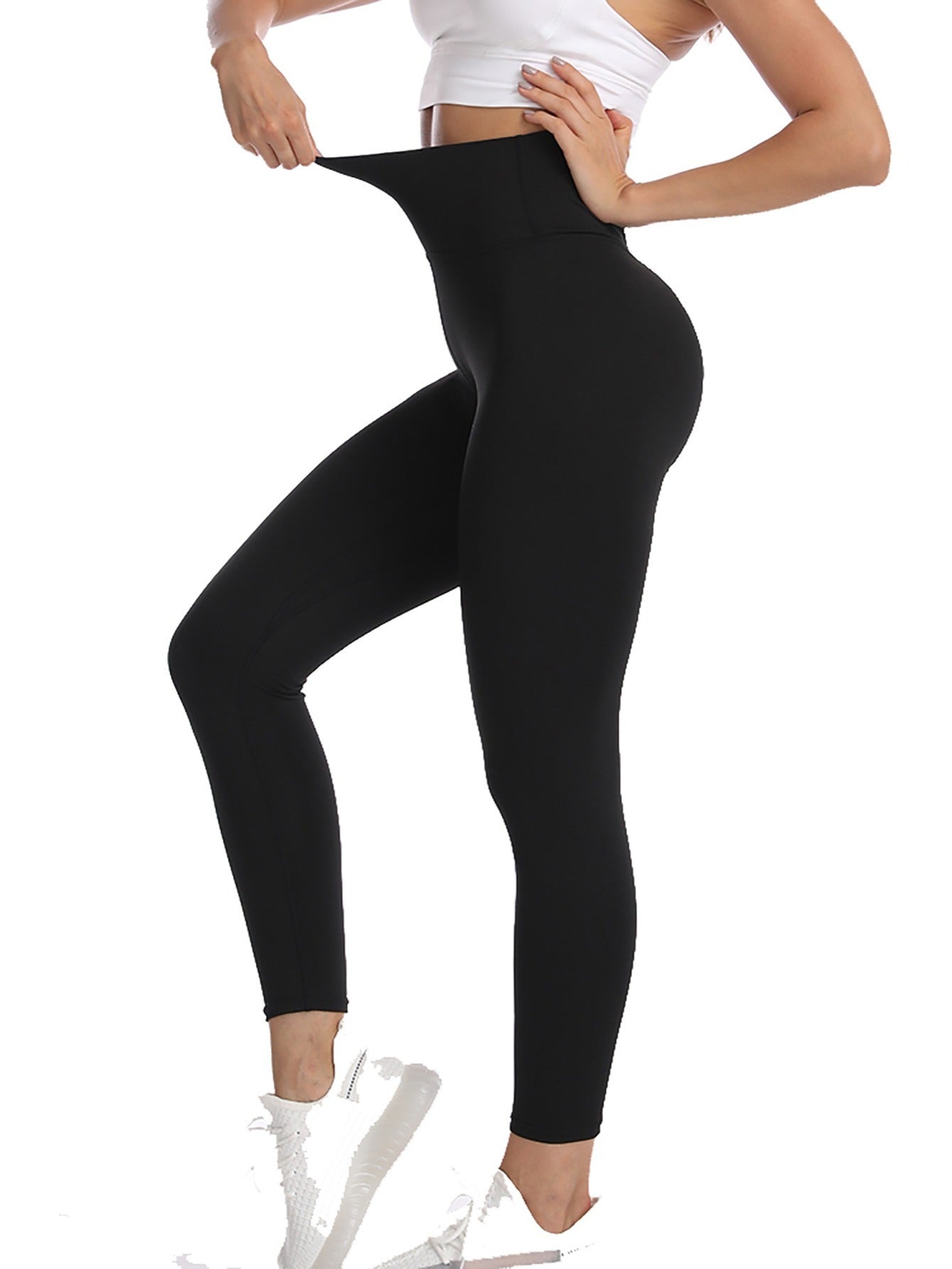 Women's Solid Color Seamless High-Waisted Sweat Absorption Yoga Leggings